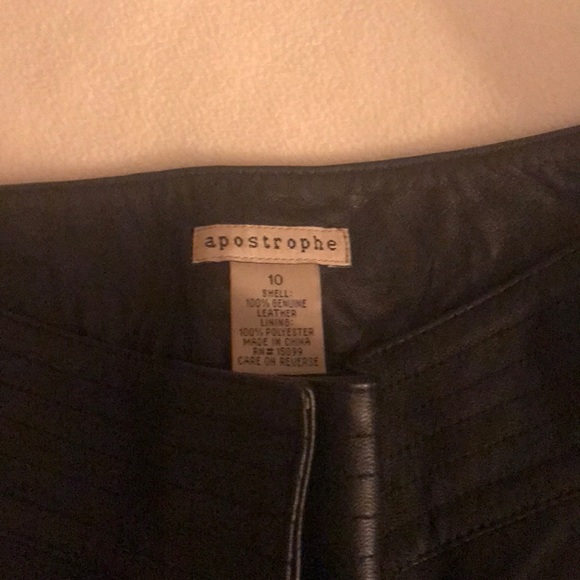 Black genuine leather straight leg pants size 10 - Picture 3 of 5